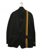 s'yteサイト）の古着「PE/SMOOTH JERSEY GEOMETRIC PATTERN EMBROIDERY VERTICAL TAPE LINE 2BS JACKET」｜ブラック