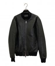 EMPORIO ARMANI (エンポリオアルマーニ) ダブルジップウロコラムレザーブルゾン ブラック サイズ:46