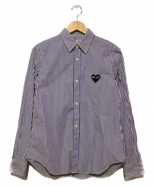 中古 古着通販 Play Comme Des Garcons プレイコムデギャルソン ハートワッペンストライプシャツ ネイビー サイズ M Az B007 ブランド 古着通販 トレファク公式 Trefac Fashion