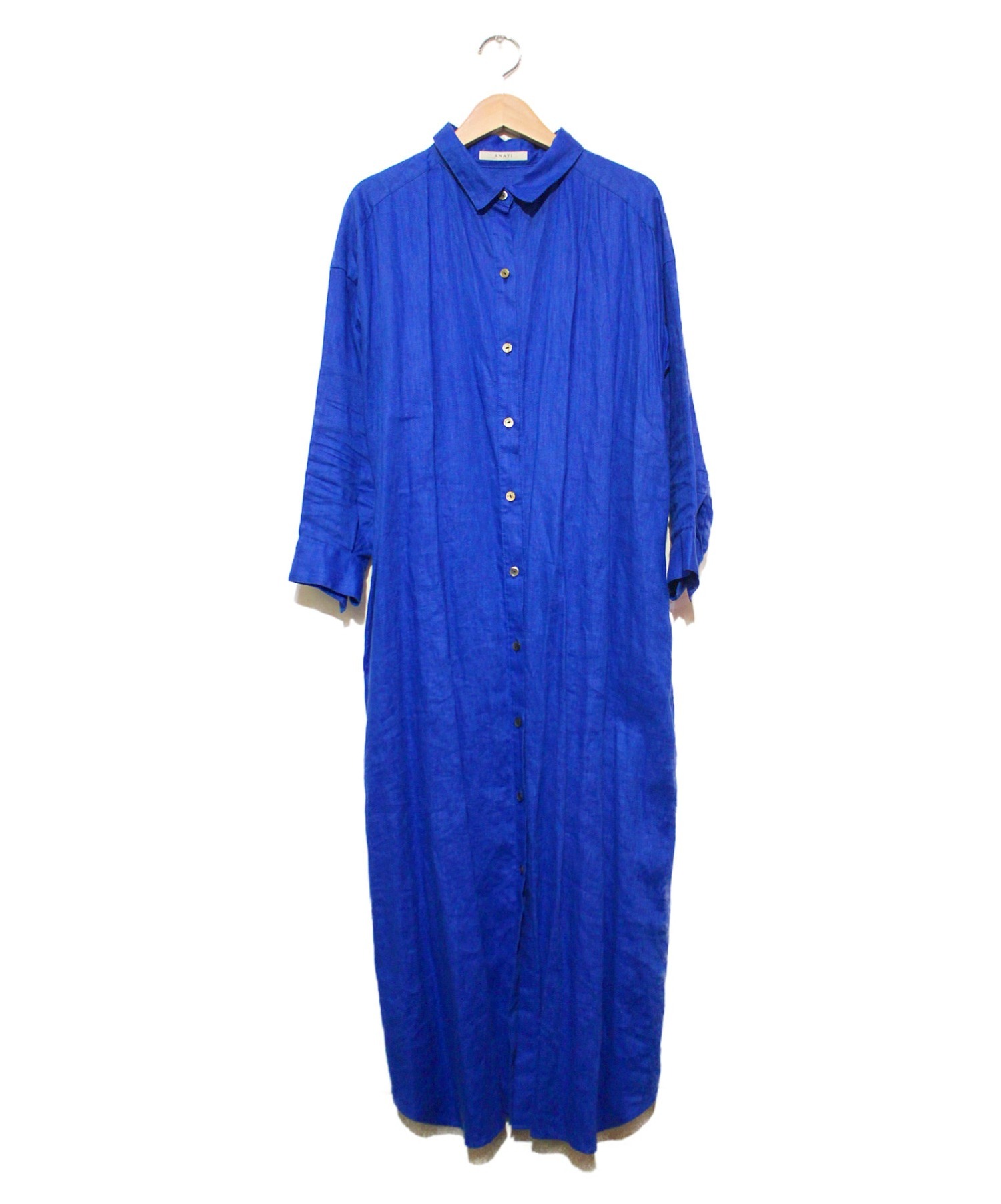 中古 古着通販 Anayi アナイ リネンマキシシャツワンピース ブルー サイズ 38 14 550 61 380 ブランド 古着通販 トレファク公式 Trefac Fashion