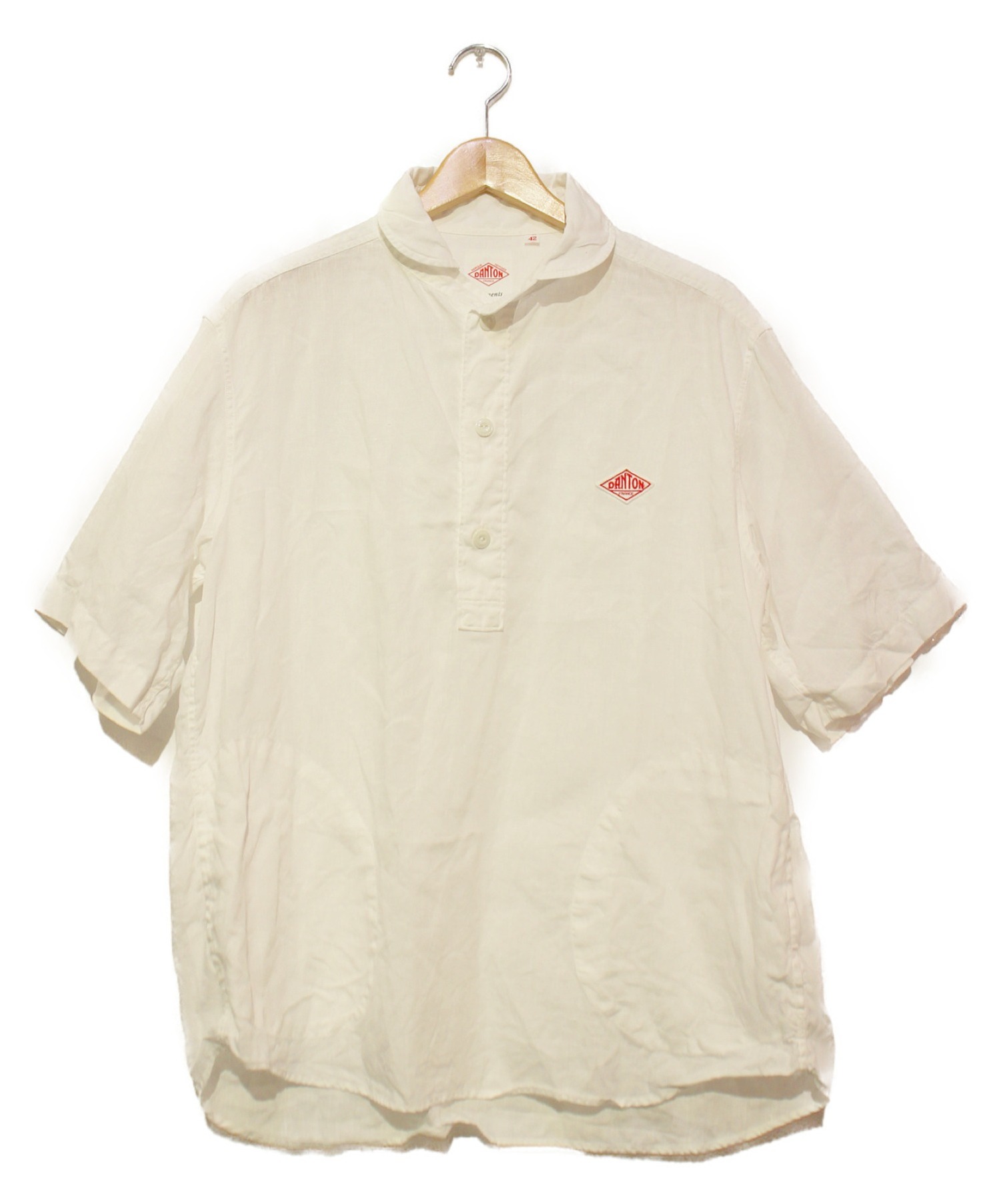 DANTON (ダントン) リネンクロス 半袖プルオーバーシャツ ホワイト サイズ:42 JD-3569 KLS LINEN CLOTH SHIRTS