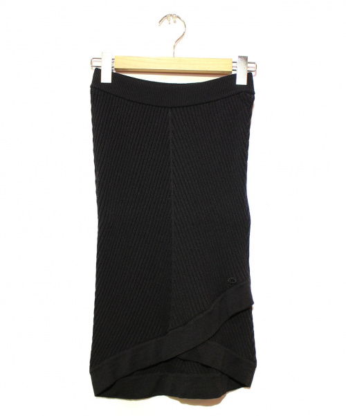 CHANEL（シャネル）CHANEL (シャネル) ミニココマークリブニットスカート ブラック サイズ:40の古着・服飾アイテム
