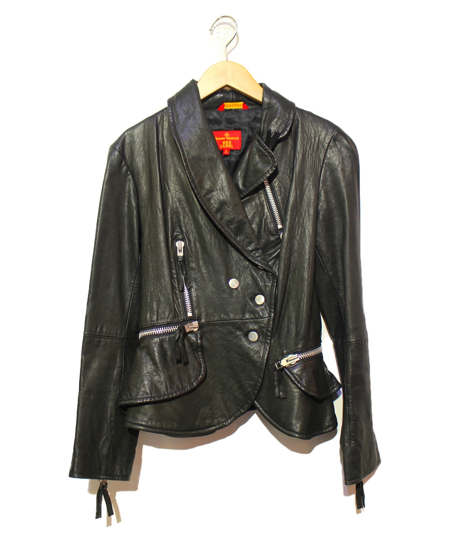 【中古・古着通販】Vivienne Westwood (ヴィヴィアンウエストウッド) レザージャケット ブラック サイズ:3｜ブランド・古着