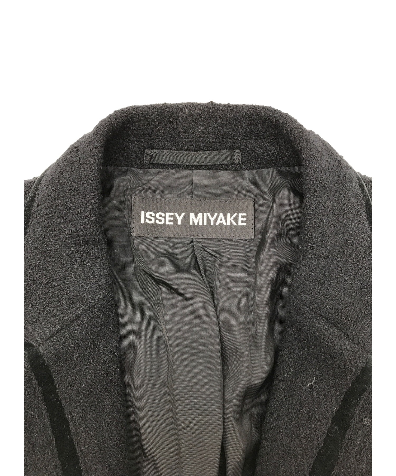 ISSEY MIYAKE (イッセイミヤケ) ベロアパイピングテーラードジャケット ブラック サイズ:2 ME63FD177