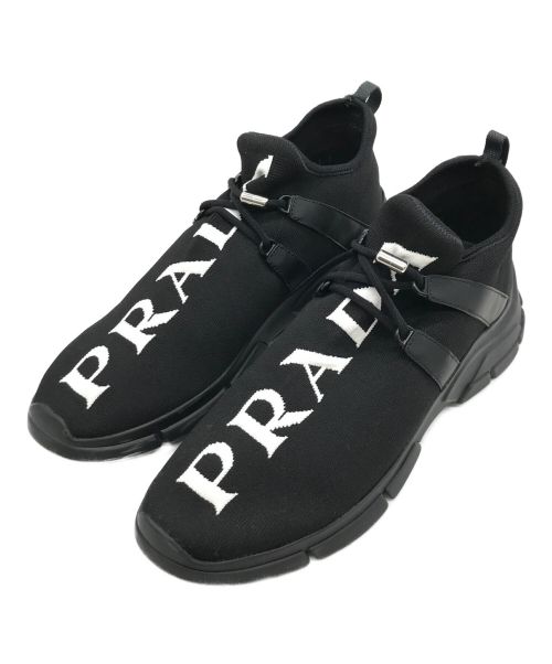 PRADA（プラダ）PRADA (プラダ) フロントロゴソックススニーカー ブラック サイズ:7の古着・服飾アイテム