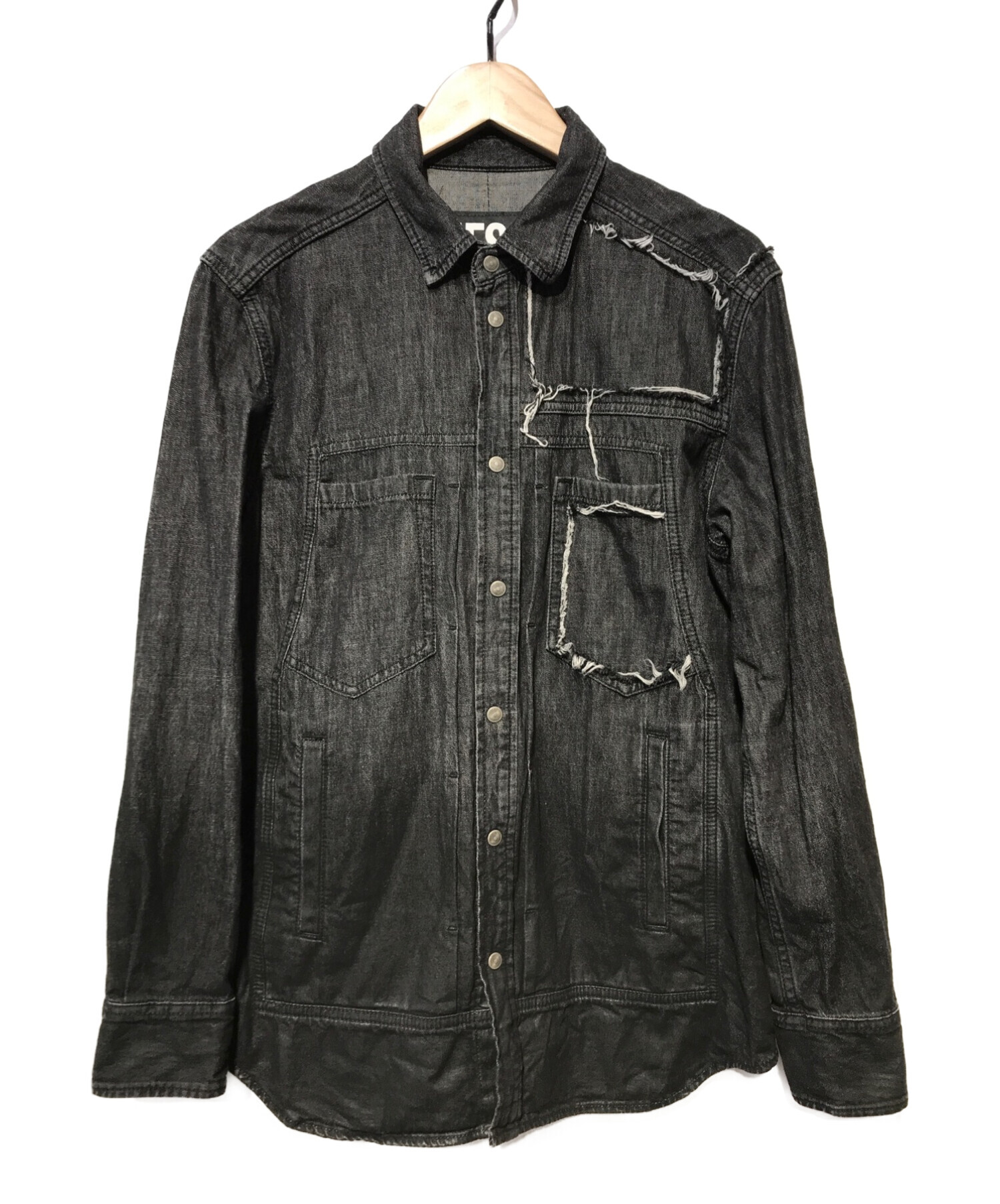 DIESEL (ディーゼル) ダメージ加工デザインデニムシャツ ブラック サイズ:XS
