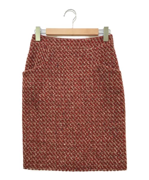 LORO PIANA（ロロピアーナ）LORO PIANA (ロロピアーナ) カシミヤ混ツイードスカート レッド サイズ:40の古着・服飾アイテム