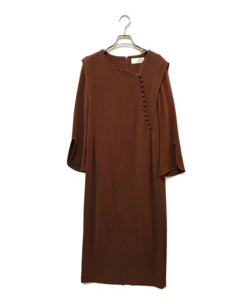 Mame Kurogouchi（マメクロゴウチ）mame kurogouchi (マメクロゴウチ) Asymmetrical Collar Long Dress ブラウン サイズ:2の古着・服飾アイテム
