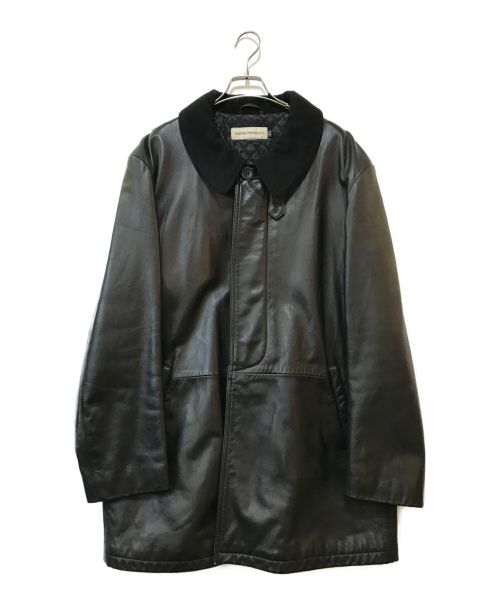 EMPORIO ARMANI（エンポリオアルマーニ）EMPORIO ARMANI (エンポリオアルマーニ) レザーステンカラーコート ブラック サイズ:54の古着・服飾アイテム