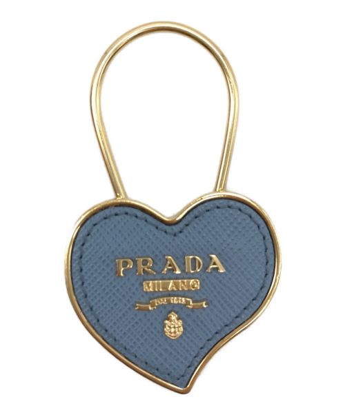 PRADA（プラダ）PRADA (プラダ) プラダ サフィアーノレザー ハート キーホルダー スカイブルーの古着・服飾アイテム