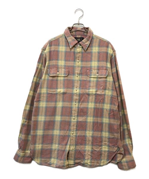 RRL（ダブルアールエル）RRL (ダブルアールエル) ダブルポケットチェックシャツ ベージュ サイズ:Lの古着・服飾アイテム