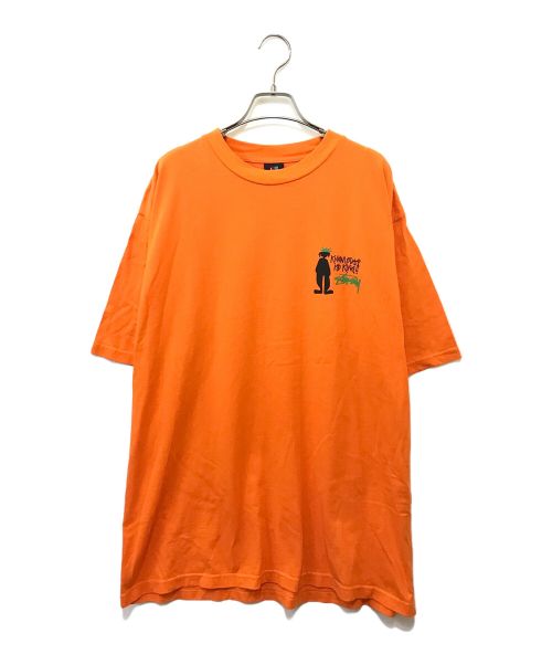 OLD STUSSY（オールドステューシー）OLD STUSSY (オールドステューシー) シャドーマンプリントTシャツ オレンジ サイズ:XLの古着・服飾アイテム