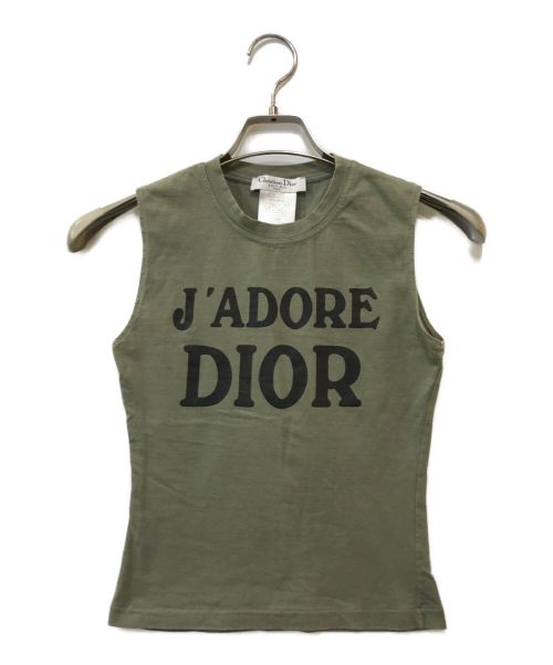 Christian Dior（クリスチャン ディオール）Christian Dior (クリスチャン ディオール) ノースリーブカットソー カーキ サイズ:F36の古着・服飾アイテム