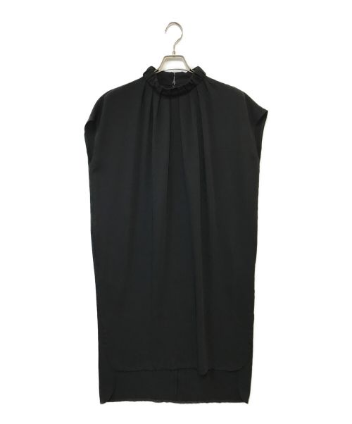 ENFOLD（エンフォルド）ENFOLD (エンフォルド) PE ダブルクロス フレンチ ギャザーN/Cドレス ブラック サイズ:36の古着・服飾アイテム