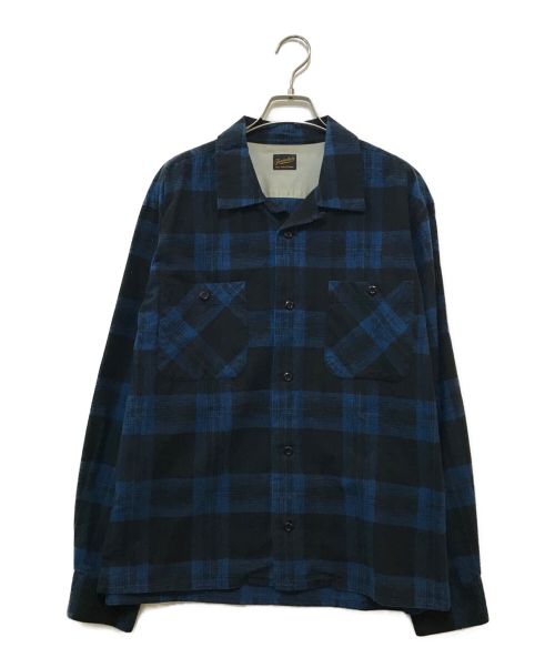 TENDERLOIN（テンダーロイン）TENDERLOIN (テンダーロイン) オープンカラーチェックシャツ ブラック×ブルー サイズ:Mの古着・服飾アイテム