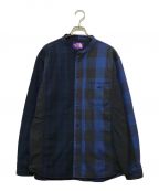THE NORTHFACE PURPLELABELザ・ノースフェイス パープルレーベル）の古着「Plaid Patchwork Shirt」｜ブラック×ブルー