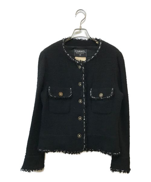 CHANEL（シャネル）CHANEL (シャネル) ココボタンツイードジャケット ブラック サイズ:44の古着・服飾アイテム