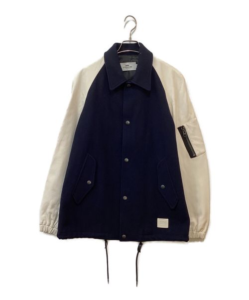 COACH（コーチ）COACH (コーチ) Leather And Wool Varsity Jacket ホワイト×ネイビー サイズ:Mの古着・服飾アイテム