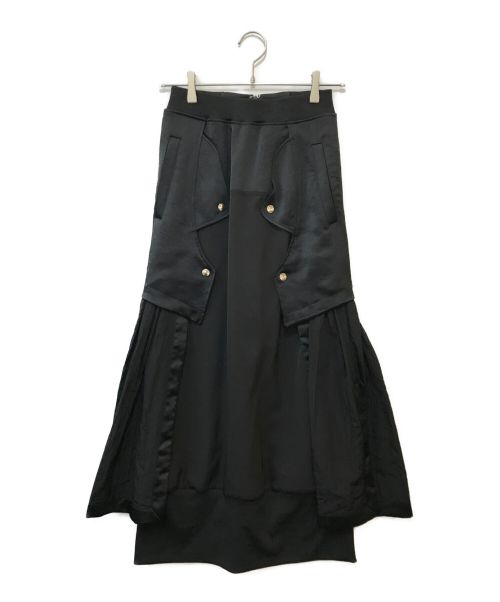 UN3D.（アンスリード）UN3D. (アンスリード) サテンコンビデザインスカート ブラック サイズ:36 未使用品の古着・服飾アイテム