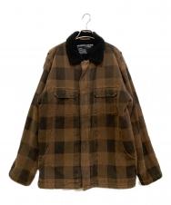 stussy (ステューシー) ジップアップボアチェックブルゾン ブラウン サイズ:XLARGE