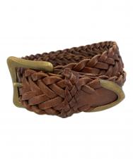 J&M DAVIDSON (ジェイ&エム デヴィッドソン) 編み込みレザーベルト ブラウン