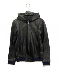 古着 (フルギ) フーデットレザージャケット ブラック サイズ:実寸参照