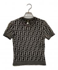 FENDI (フェンディ) ズッカ柄ショートスリーブニット ブラウン サイズ:実寸参照