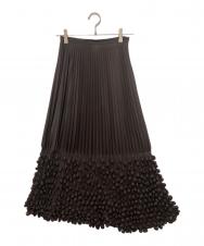 ISSEY MIYAKE (イッセイミヤケ) 切替プリーツロングスカート IM24FG902 ブラウン サイズ:2
