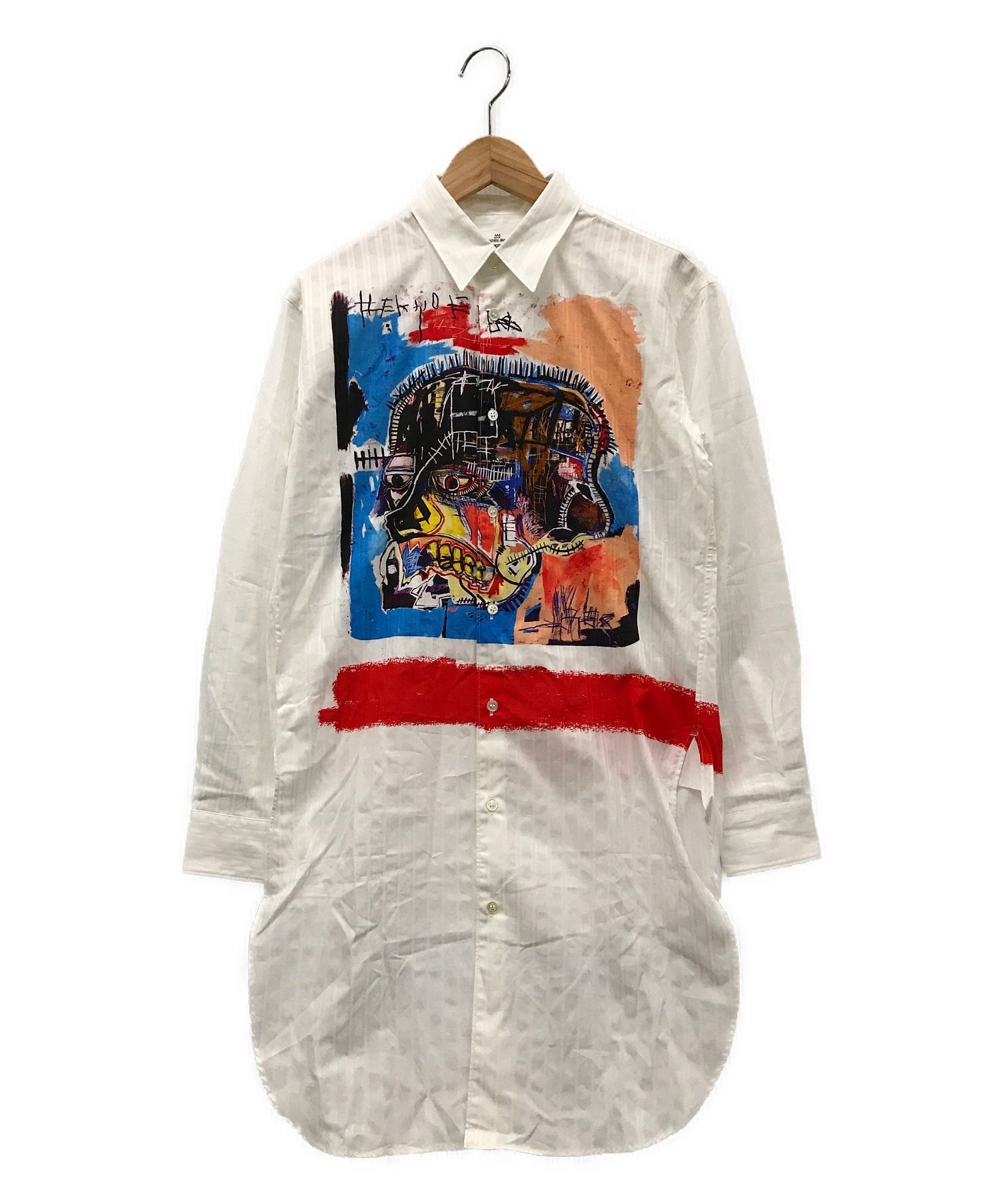 COMME des GARCONS SHIRT × jean michael basquiat (コムデギャルソンシャツ ×  ジャン＝ミシェル・バスキア) アートプリントシャツ ホワイト サイズ:XS