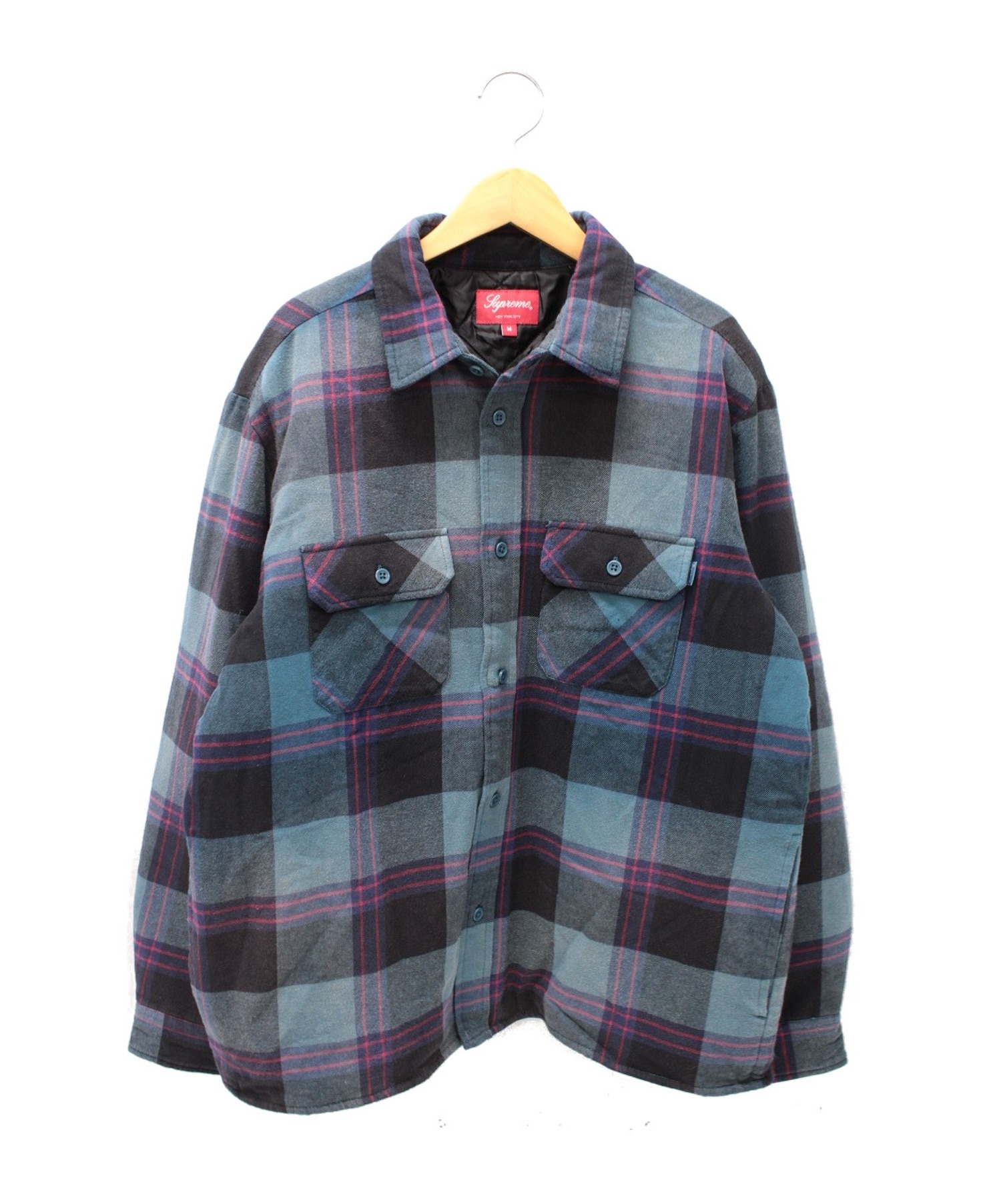 【中古・古着通販】Supreme (シュプリーム) フランネルシャツ ブルー サイズ:M Quilted Flannel Shirt 20AW