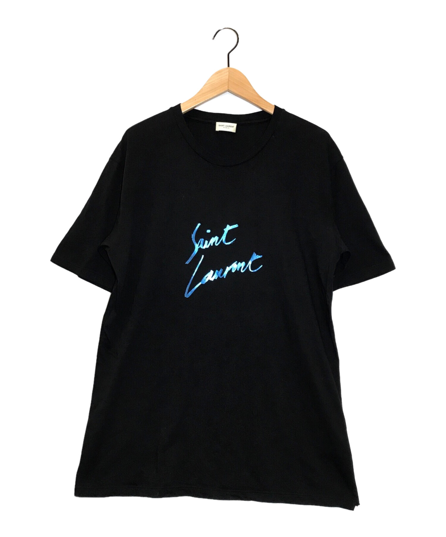 Saint Laurent Paris (サンローランパリ) オーバーサイズロゴプリントTシャツ ブラック サイズ:S