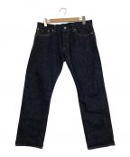 TCB jeans（ティーシービー ジーンズ）の古着「レザーパッチデニムパンツ」｜インディゴ