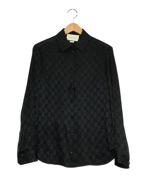 GUCCI（グッチ）GUCCI (グッチ) GG クレープデシンシャツ ブラック サイズ:36の古着・服飾アイテム