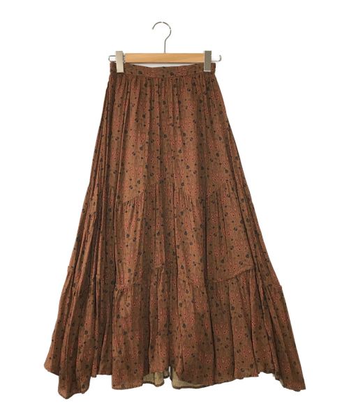 BEARDSLEY（ビアズリー）BEARDSLEY (ビアズリー) ペイズリーギャザースカート ブラウン サイズ:Fの古着・服飾アイテム