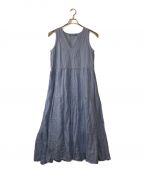 Ron Herman）の古着「 Gia V Neck Tiered Linen Dress　リネンドレスノースリーブワンピース」｜ブルー