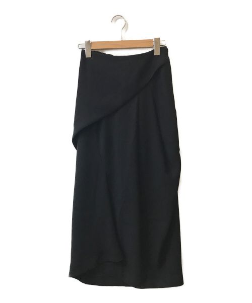 ENFOLD（エンフォルド）ENFOLD (エンフォルド) ライトダブルサテン タックドレープスカート ブラック サイズ:３８ 未使用品の古着・服飾アイテム