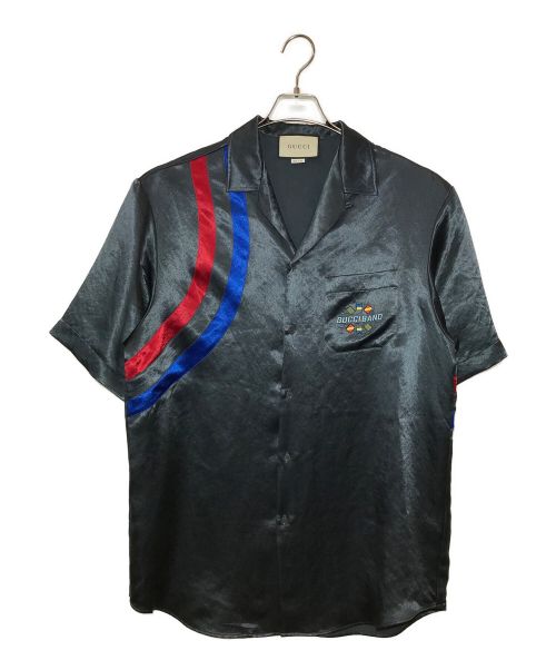 GUCCI（グッチ）GUCCI (グッチ) サテン刺繍ボーリングシャツ グレー サイズ:５０の古着・服飾アイテム
