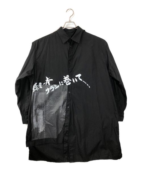 Y's（ワイズ）Y's (ワイズ) COTTON BROAD PRINT BONDING COLLAR PLAKET DETACHED BLOUSE コットンブロードプリント ボンディングカラー プラケット ディタッチドブラウス ブラック サイズ:2の古着・服飾アイテム