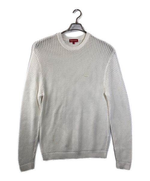 SUPREME（シュプリーム）Supreme (シュプリーム) Open Knit Small Box Sweater スモールボックスロゴニット ホワイト サイズ:Mの古着・服飾アイテム
