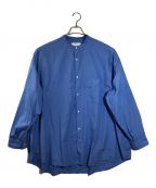 Graphpaperグラフペーパー）の古着「Broad L／S Over sized Band Collar Shirt　オーバーサイズバンドカラーシャツ」｜ブルー