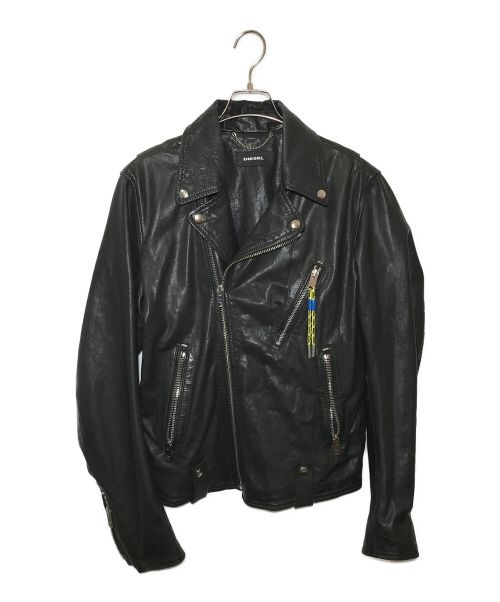 DIESEL（ディーゼル）DIESEL (ディーゼル) シープスキンダブルライダースジャケット ブラック サイズ:Lの古着・服飾アイテム