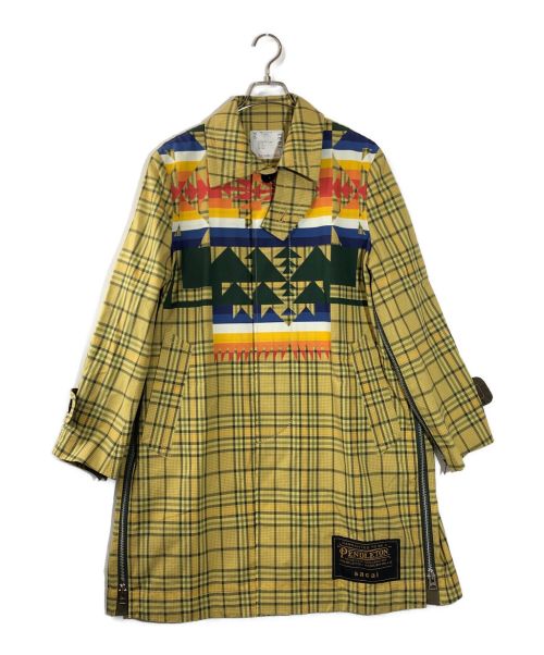 sacai（サカイ）sacai (サカイ) PENDLETON (ペンドルトン) Pendleton Check Coat　コラボネイティブ柄チェックコート ベージュ サイズ:1の古着・服飾アイテム