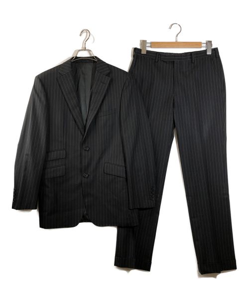 BURBERRY BLACK LABEL（バーバリーブラックレーベル）BURBERRY BLACK LABEL (バーバリーブラックレーベル) ストライプセットアップスーツ ブラック サイズ:38Rの古着・服飾アイテム