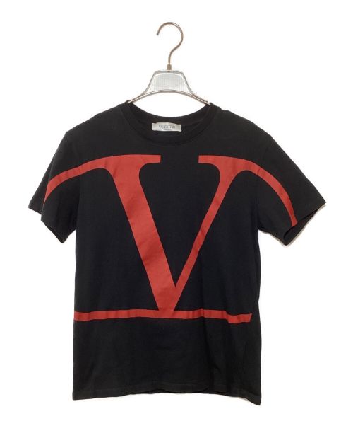 VALENTINO（ヴァレンティノ）VALENTINO (ヴァレンティノ) VロゴプリントTシャツ ブラック×レッド サイズ:XSの古着・服飾アイテム