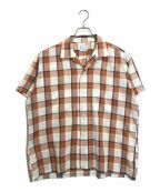 TOWN CRAFTタウンクラフト）の古着「60~70'sオープンカラーチェックシャツ」｜ブラウン×ホワイト