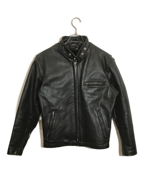 Schott（ショット）Schott (ショット) スタンドカラーシングルライダースジャケット ブラック サイズ:40の古着・服飾アイテム