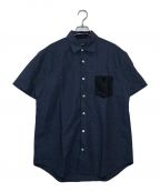 BLACK LABEL CRESTBRIDGEブラックレーベル クレストブリッジ）の古着「半袖メッシュシアーシャツ」｜ネイビー