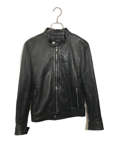 EMMETI（エンメティ）EMMETI (エンメティ) ラムスキンシングルライダースジャケット ブラック サイズ:44の古着・服飾アイテム