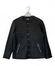 Schott (ショット) 別注ノーカラーラムレザージャケット ブラック サイズ:XL
