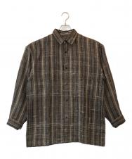 ISSEY MIYAKE (イッセイミヤケ) ウールリネンシャツ ブラウン サイズ:Ｍ